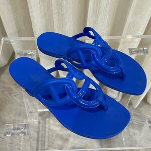 Hermes blue jelly Egerie sandals